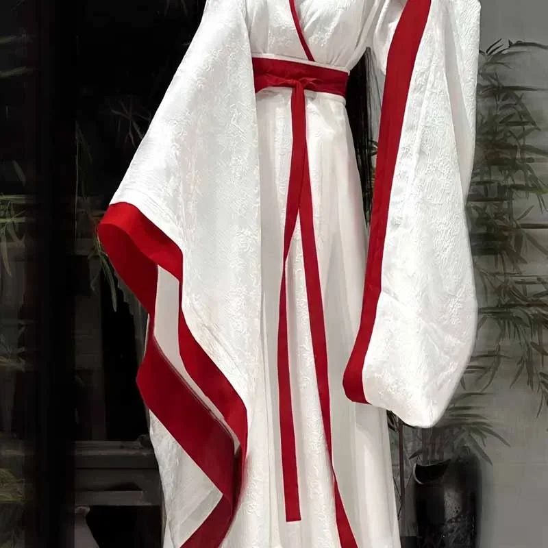 فستان هانفو الصيني للنساء أزياء الهالوين كرنفال التأثيرية أزياء حفلات نسائية أطقم هانفو البيضاء القديمة مقاس XL