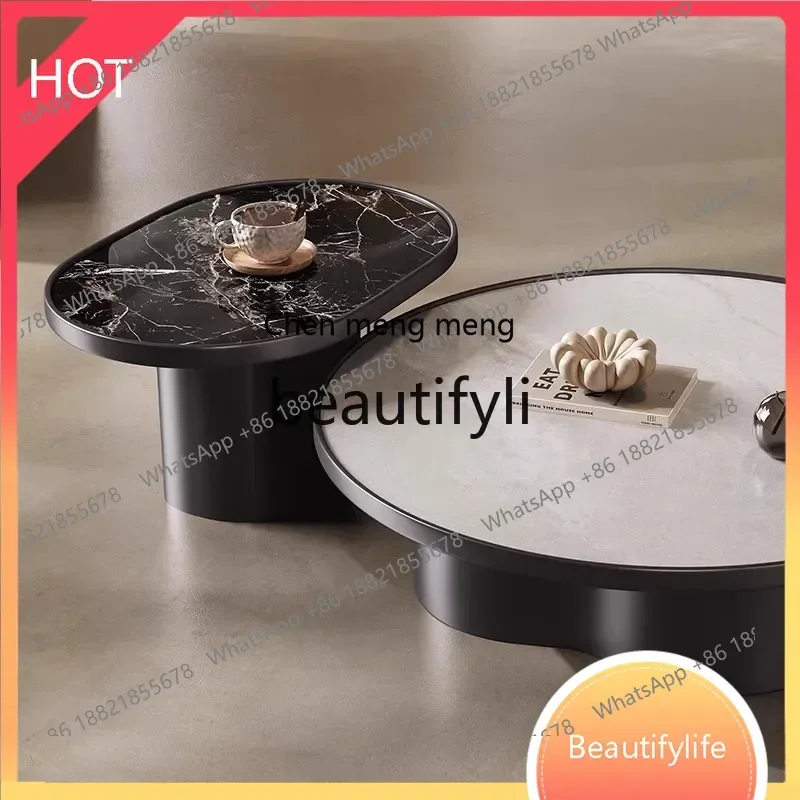 

cn ss High-End Minimalist Round Coffee Table Set for Living Room, Small Household Marble Coffee Table ss8617