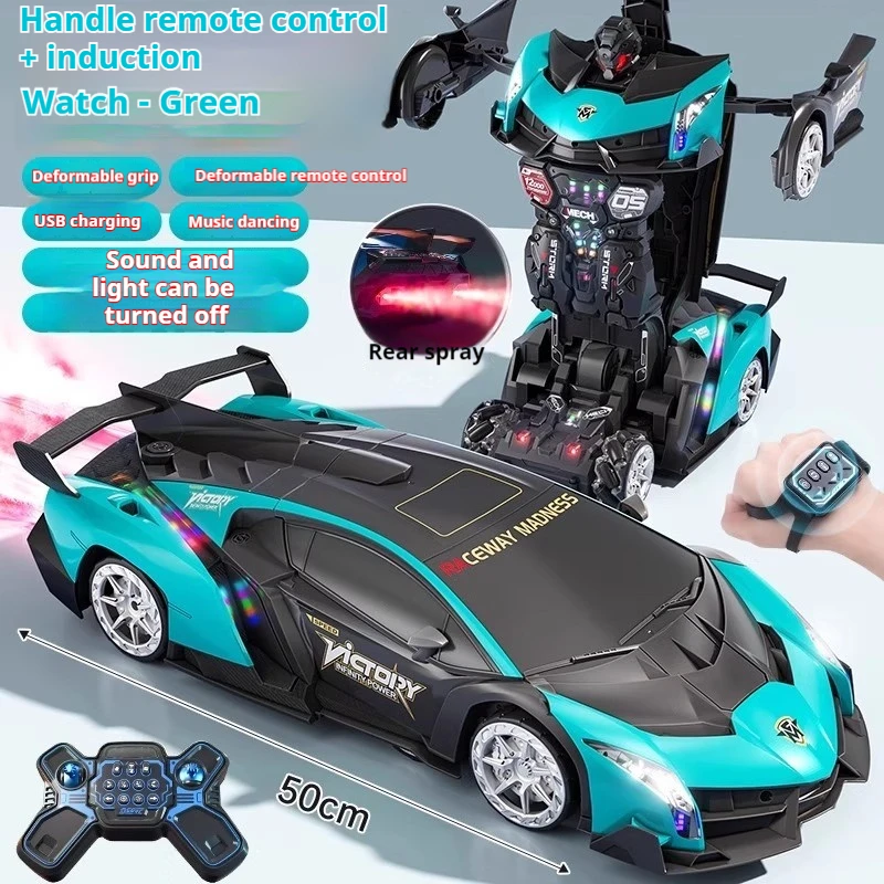 50CM Large Transformable RCCar Robot 2.4G Remote WatchControl 4WD Off-Road Vehicle Best Birthday Gift for Kids Boys