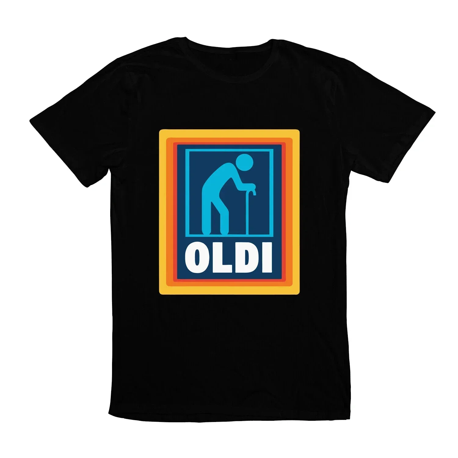 Camiseta con estampado de dibujos animados para hombre, camisa con logotipo de Oldi Aldi Senior, divertida