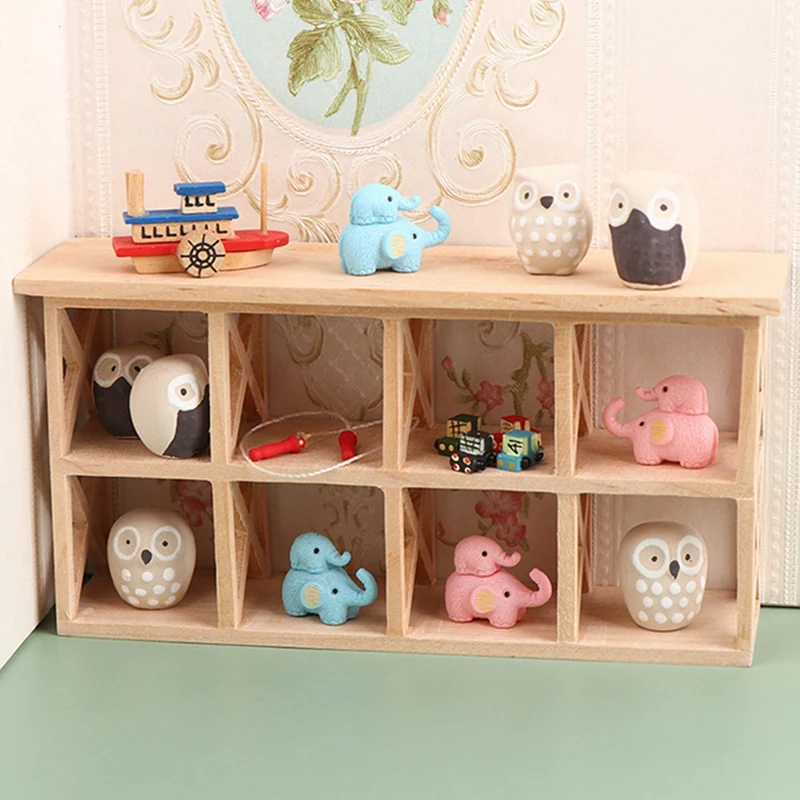 1:12 Dollhouse Miniature Storage Side Cabinet Animal Micro-Landscape Ornaments espositore Model Furniture Decor