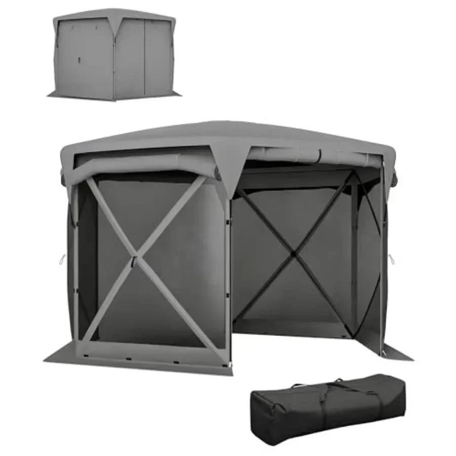 Pop Up Gazebo Sn Tent House 11 x 11ft with UPF30+ Removable Roof Cover 4 Roll-up Wind Panels and Carry Bag for Camping Patio Ba