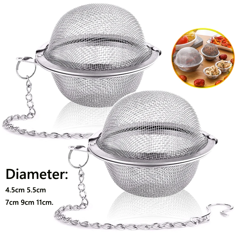 new Stainless Steel Tea Infuser Sphere Locking Spice Tea Ball Strainer Mesh Infuser Tea Filter Strainers Kitchen Accessories