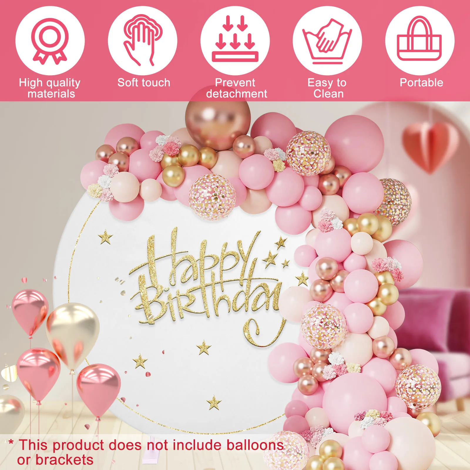 Round Arch Cover Elastic Arch Backdrop Stands Cover White Round Photo Background Polyester Round Arch Stand Cover for Birthday P