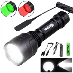 Super lampe de poche LED C8, 1 mode, 350lm, portée de 600 à 800 yards, torche pour la chasse, l'équitation de nuit, le camping, la randonnée, utilisant 18650