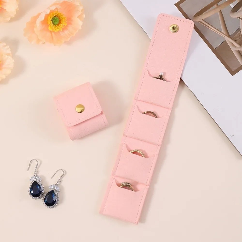 Microfiber Velvet Mini Jewelry Display Bag Foldable Small Necklace Ring Packing Bag Solid Color Storage Case Earrings Organizer