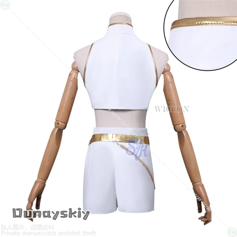 Anime Movie Kpop Demon Cosplay Rumi Huntrix WHAT IT SOUNDS LIKE Stage Uniform White Korea Idol Sexy Mini Dress HalloweenDisguise