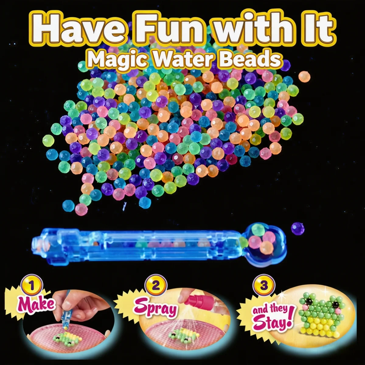 300pcs Non-Iron Water Spray Beads Magic Hama Mist Beads Kids Perlen Supplement 3D Crystal Puzzles Educational Toys for Children