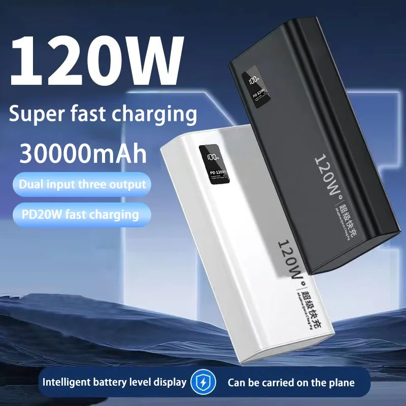 120W Super Fast Charging 50000mAh Power Bank 100% Sufficient Capacity Portable Battery Charger For iPhone Xiaomi Huawei Samsung