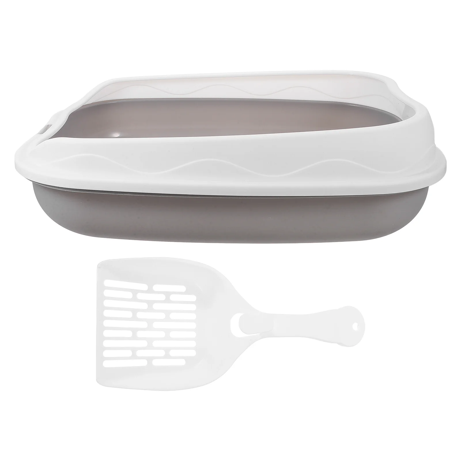 

Cat Litter Box Top Entry Spacious Durable Abs Large Capacity Easy Clean Semi-Enclosed For Indoor Cats Kitten Gray Foldable Pet