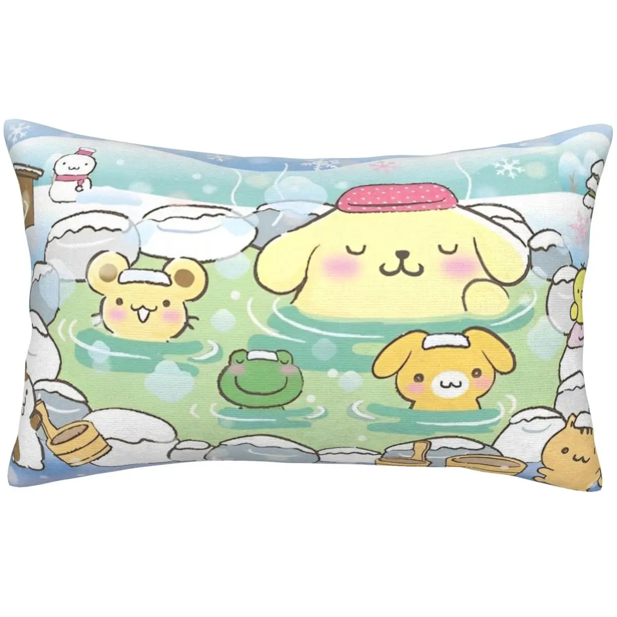 Kids Pompompurin and Frog Bath Bedding Pillowcase Super Soft Reversible Pochacco and Hello Kitty Pillowcovers 20 in x 30 in