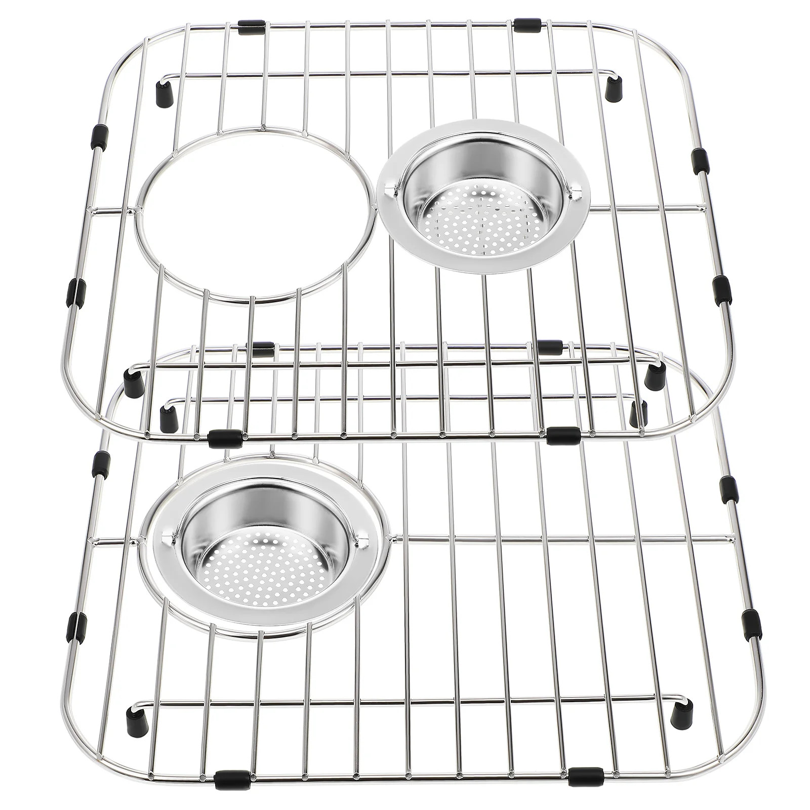

2 Pcs Stainless Steel Sink Storage Rack Kitchen Metal Bottom of Grate Farm for Drying Dish Counter Grid Farmhouse