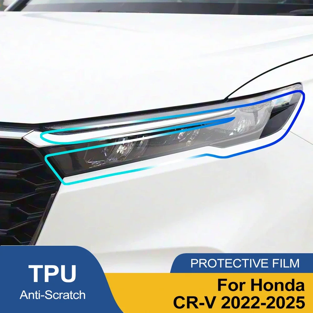 Car Headlight Protective Film For Honda CR-V 2022-2025 Smoke Black High-Gloss Film TPU PPF Pre Cut Anti-Scratch Vinyl Wrap Kit