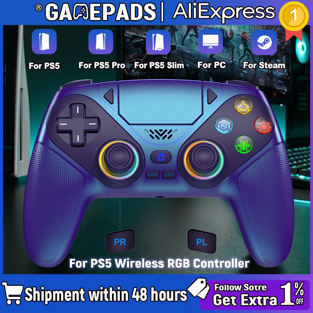 rgb-joystick-for-playstation-5-ps5-controller-with-turbo-dual-vibration-marco-turbo-programming-wireless-gamepad-ps5-controle