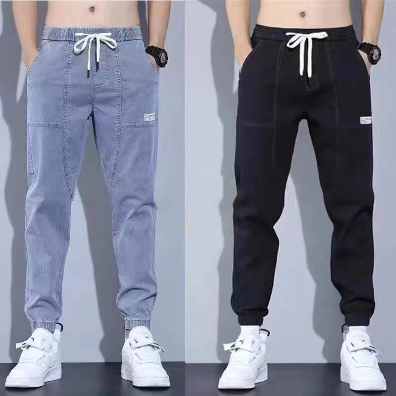 Men's Casual Denim Jeans Autumn Long Trousers Harlan Style Trendy All-Match Loose Fit Jeans Youth Popular Middle Waist