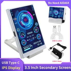 Moniteur d'ordinateur à écran secondaire TYPE-C IPS de 3.5 pouces pour ordinateur CPU GPU RAM HDD moniteur USB sans utilisation AIDA64