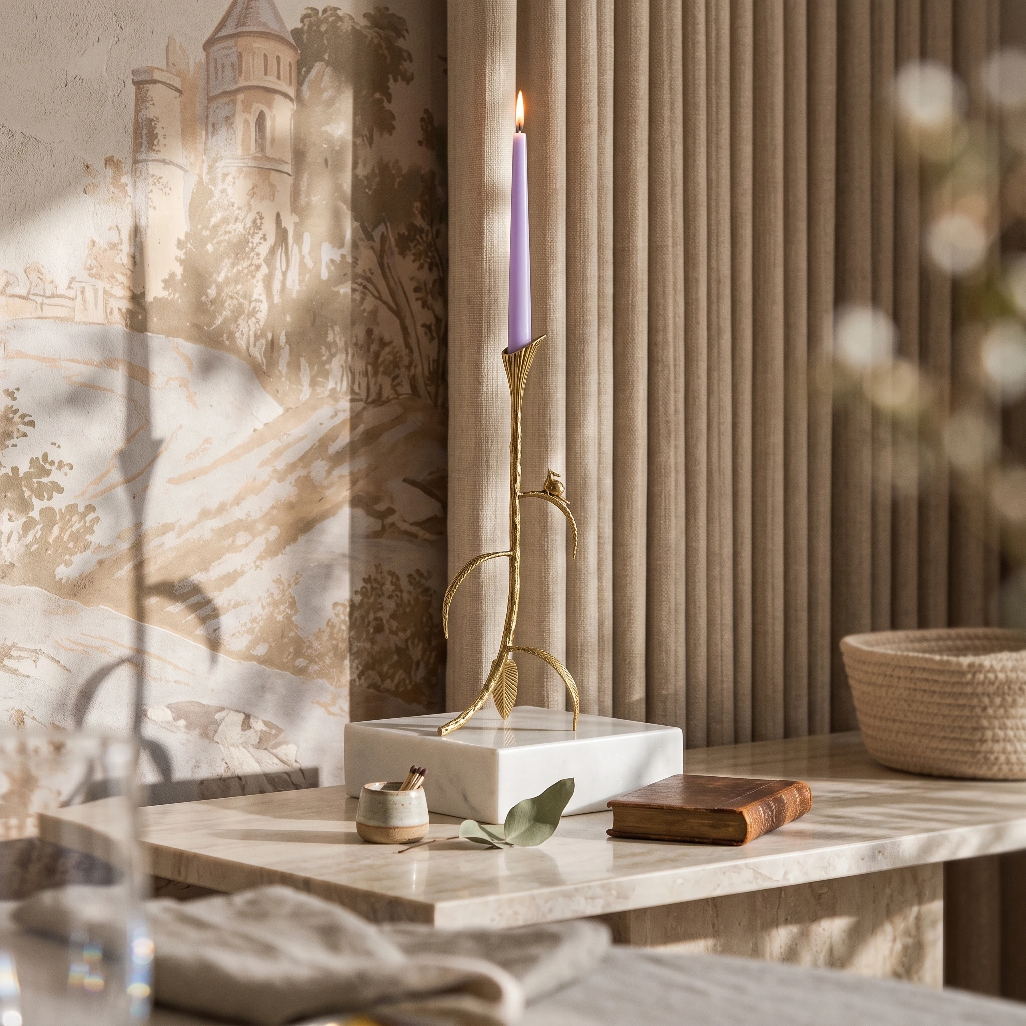 Taper Candle Holder Distressed Brass Candle Holder Candlestick Holders Timeless Decor Classic for Candlelit Dinners
