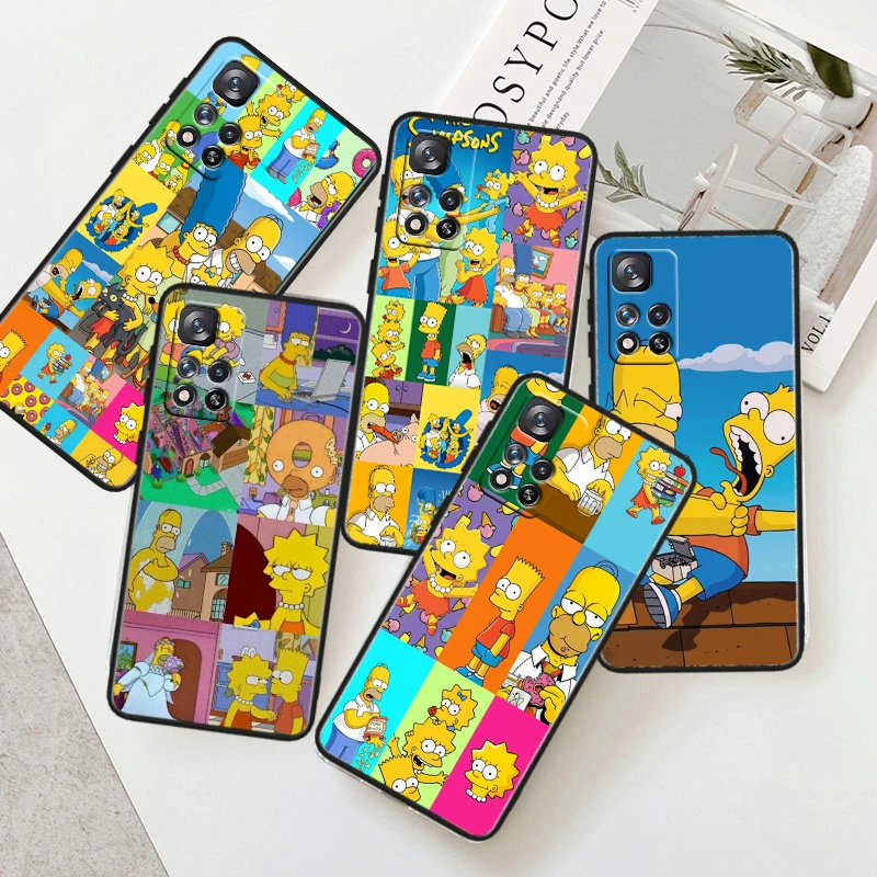 Disney t-the simpsons casing ponsel hitam, sarung pelindung lembut Capa untuk Xiaomi Redmi Note 13 12 11 10 9 Pro Plus S T Max E 4G 5G Funda Shell