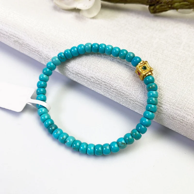Elegant Fashion Turquoise Old Style Rounded Bracelet Fashionable Versatile