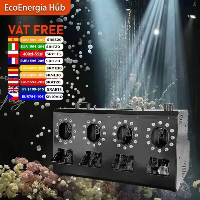 Machine à fumée et bulles 3-en-1 3000W avec contrôle DMX512 8 canaux, éclairage de scène LED RGBW 48x3W, effet de scène professionnel pour mariage, fête, DJ, concert en direct, événementiel, location, télécommande, double buse, couverture 400m²