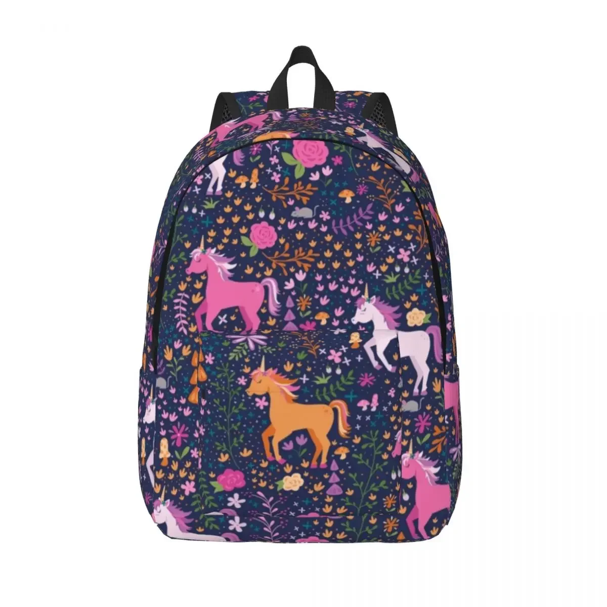 Unicorn In The Flower Garden Backpack for Boy Girl Kids Student School Bookbag Animal Canvas Daypack Preschool Kindergarten Bag