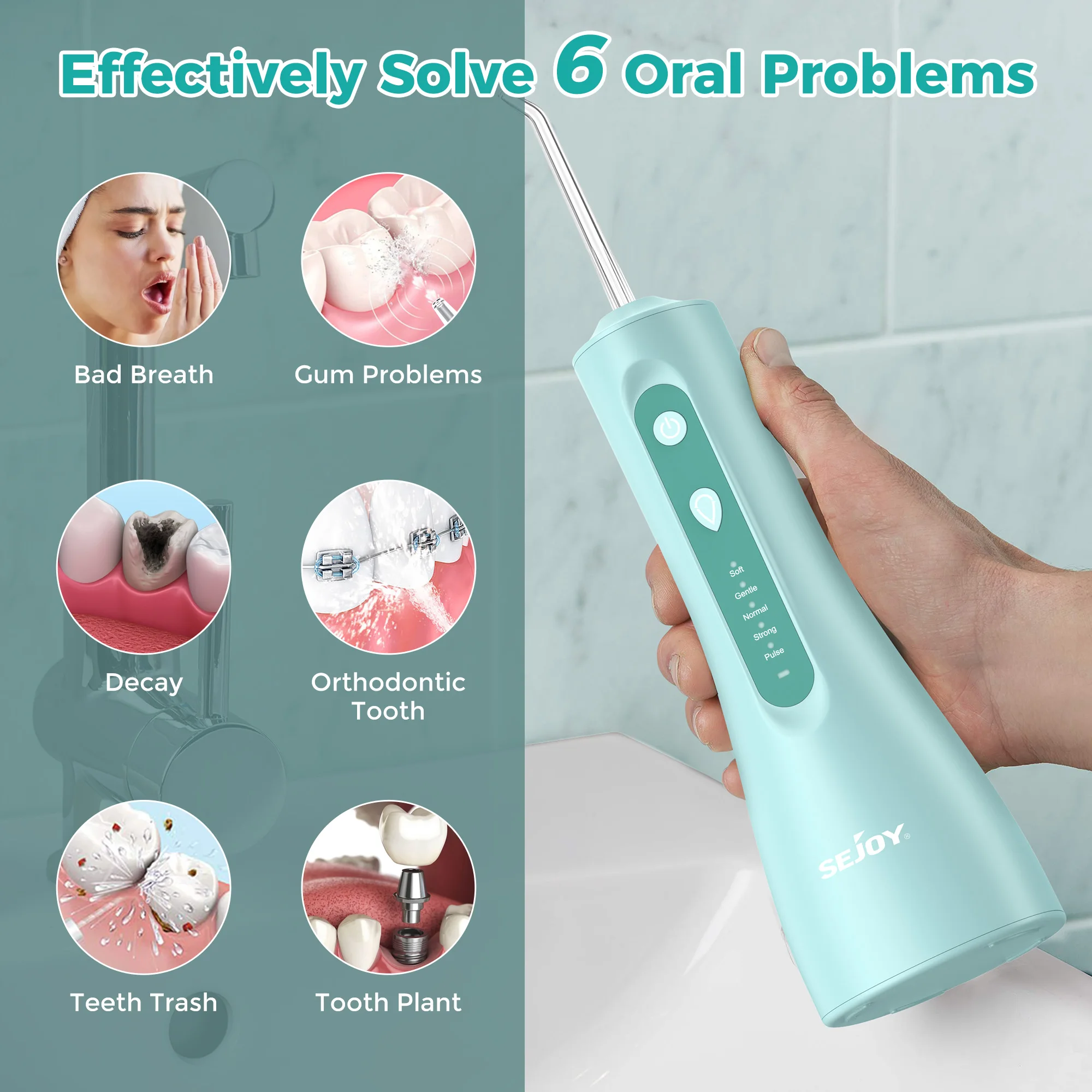 المحمولة عن طريق الفم الري USB قابلة للشحن 5 طرق جهاز تنظيف الأسنان بالماء الأسنان المياه النفاثة 300 مللي خزان المياه IPX7 مقاوم للماء منظف الأسنان
