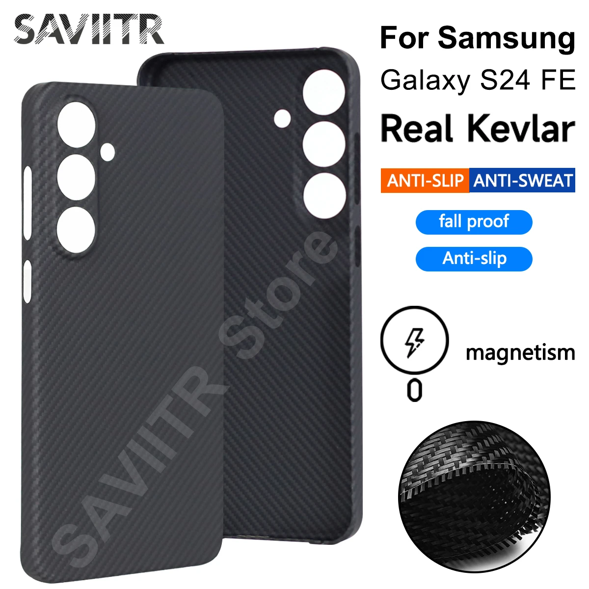 

Чехол MagSafe для Samsung Galaxy S24/S24 FE/S24 Plus/S24Ultra из натуральной углеродной ткани, арамидный чехол, ультратонкий магнитный чехол