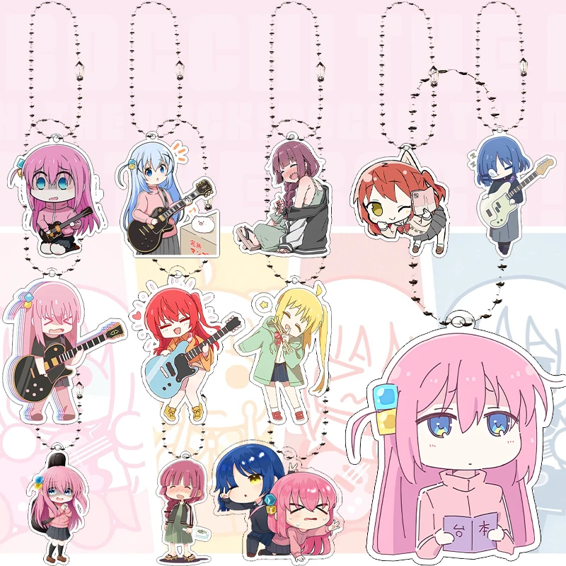 كاواي أنيمي بوتشي الصخور! Q نسخة الكرتون سلسلة مفاتيح مصنوعة من الأكريليك حقيبة الحلي Gotoh HitoriIjichi Nijika ظهره قلادة سحر #1