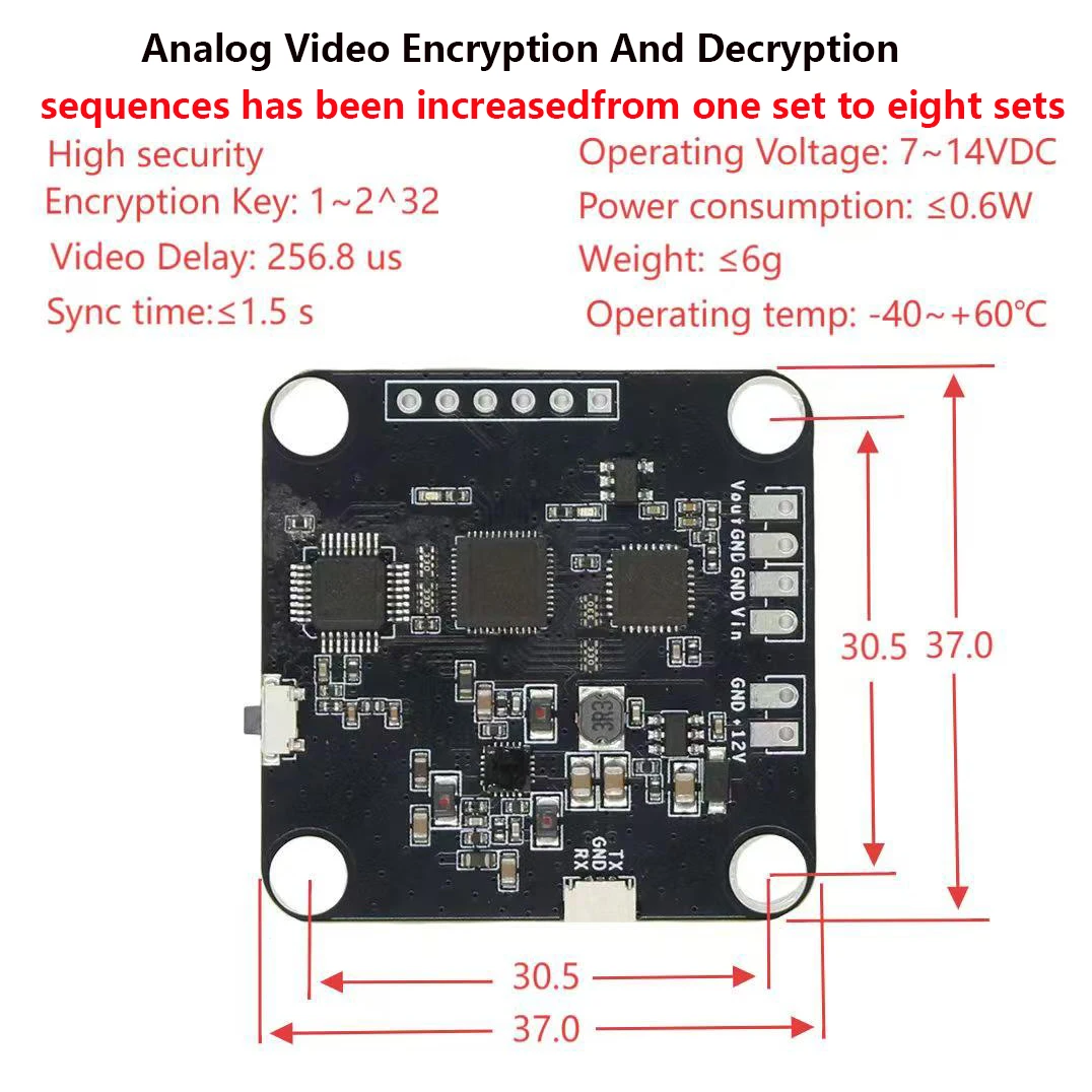 UAV FPV Analog Video TX Encryption RX Decryption Mode +USB to UART Mode 8 Sequences Works With PC