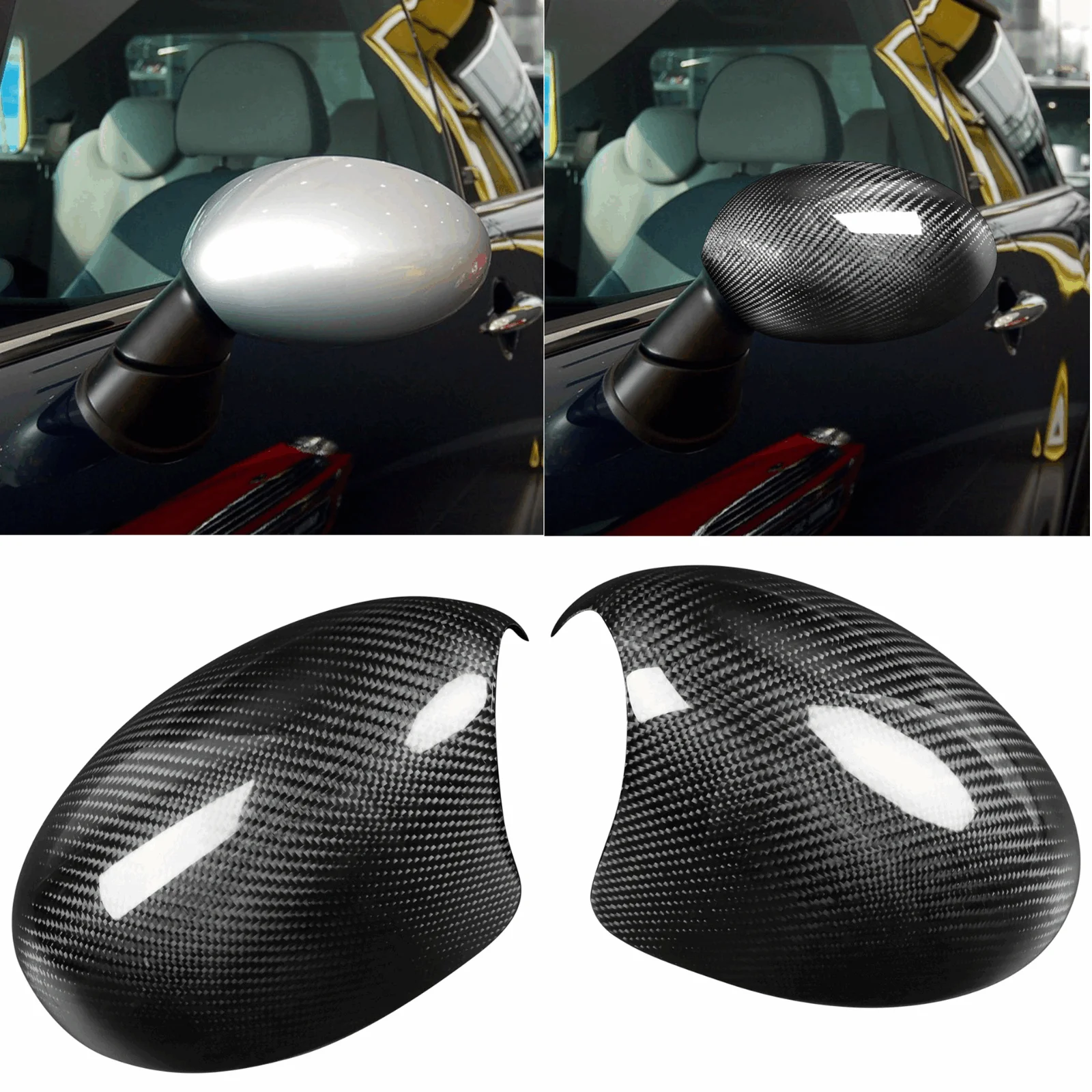 3K Real Carbon Fiber Side Rearview Mirror Cover Caps For Mini Cooper R53 2002 2003 2004 2005 2006 Manually Fold