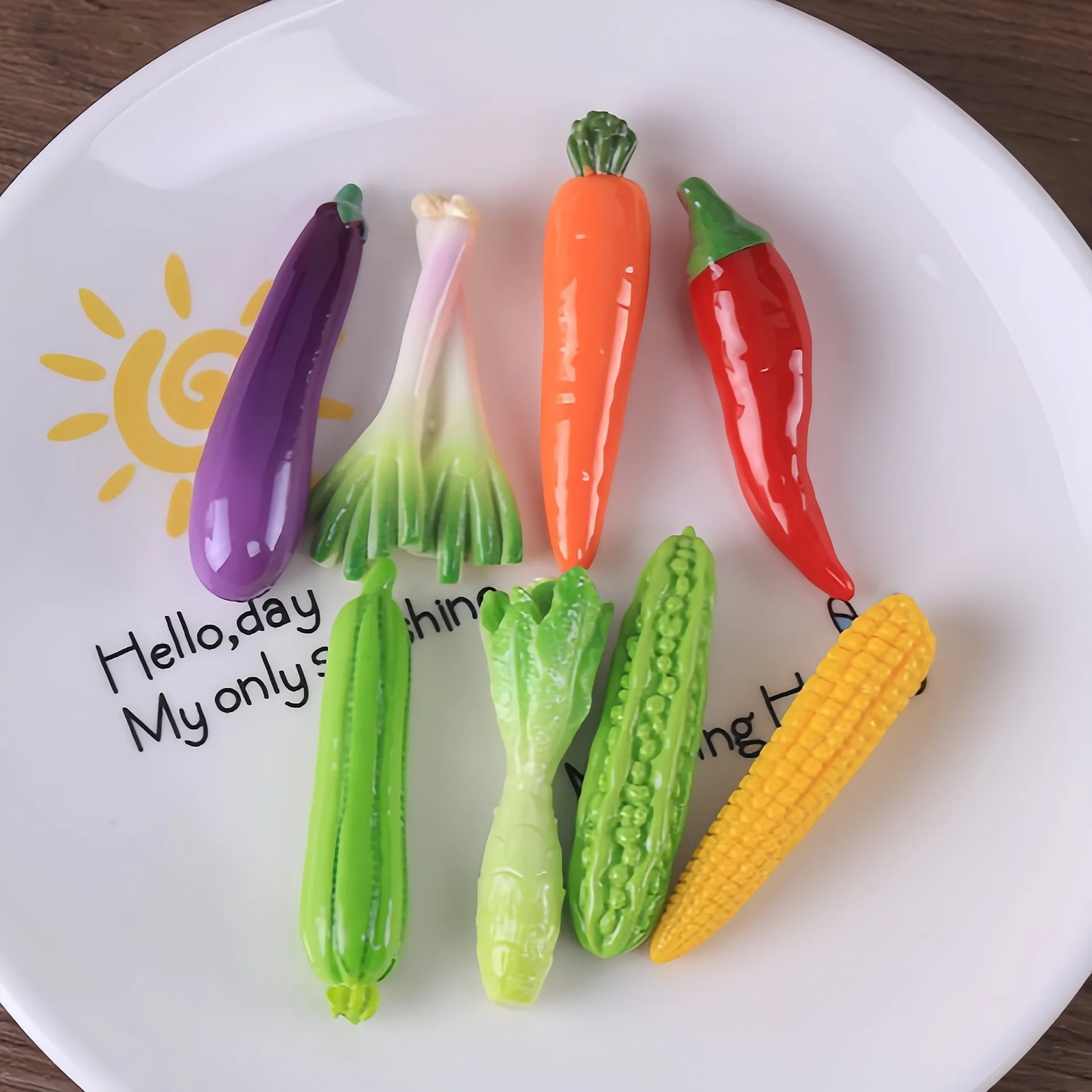 10pcs Simulation Food Play Vegetables Eggplant Chili DIY Resin Decorative Ornaments