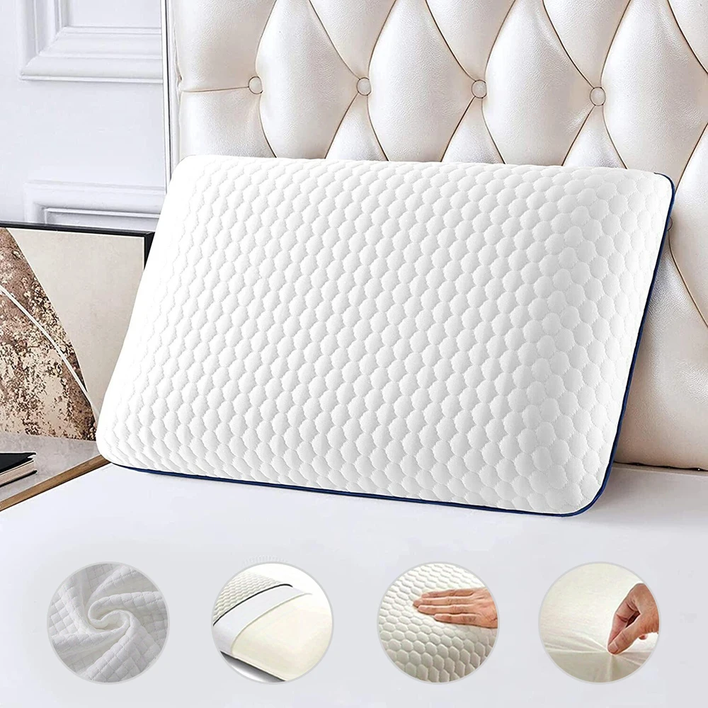 Cuscino in memory foam, cuscino di supporto per il collo, ideale per chi dorme su stomaco o su schiena, cuscino cervicale per alleviare il dolore al collo, con rivestimento lavabile.