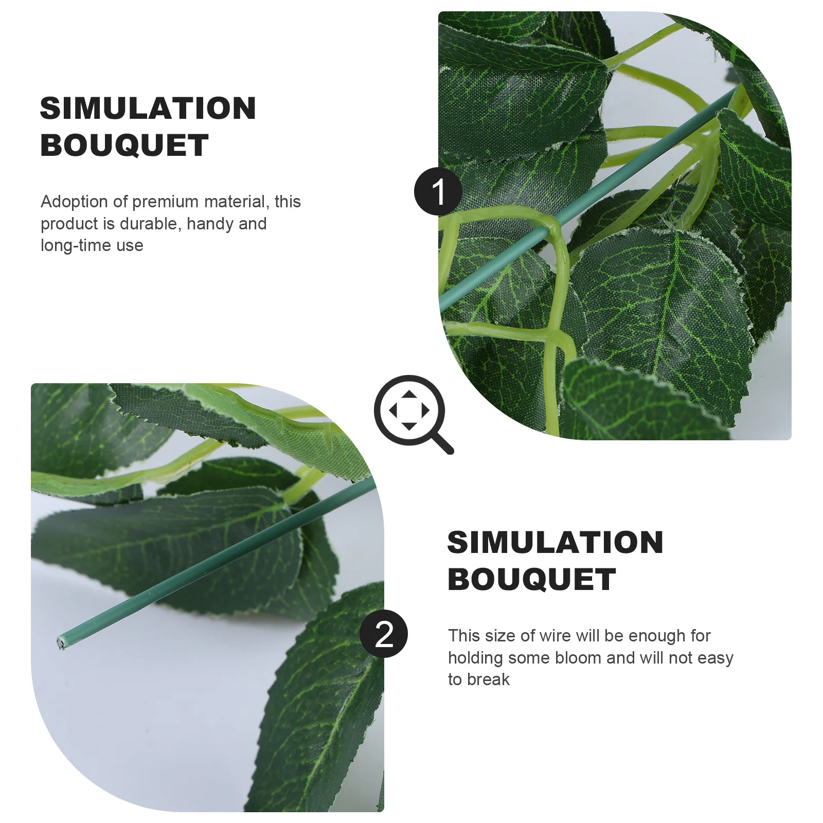 ลวดก้านดอกไม้สีเขียว 90 ชิ้น ใบไม้ประดิษฐ์ ลวดเหล็กสำหรับงาน DIY ต้นไม้ประดิษฐ์ วัสดุทำมือ อุปกรณ์งานฝีมือ