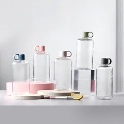 360ml/500ml Leak-proof Mini Water Bottle Quality Lightweight Transparent Pocket Bottle with Handle Plastic Water Cups Outdoor