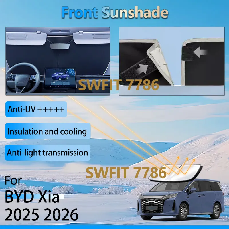 

Солнцезащитный козырек на переднее окно для BYD Xia 2025 2026, аксессуары, теплоизоляция на лобовое стекло, водонепроницаемые УФ-солнцезащитные козырьки, защитные наклейки