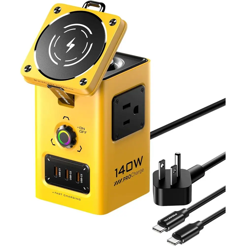 

Магнитная зарядная станция 8-в-1 для устройств с поддержкой Qi — 140 Вт, совместима с iPhone 17/16/15/14/13/12, магнитная зарядка и для часов, Yell