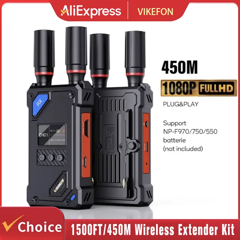 

Wireless HDMI-Compatible Extender Kit Video Transmitter Receiver for Home Gaming Cameras Supported with NP-F Series Batteries