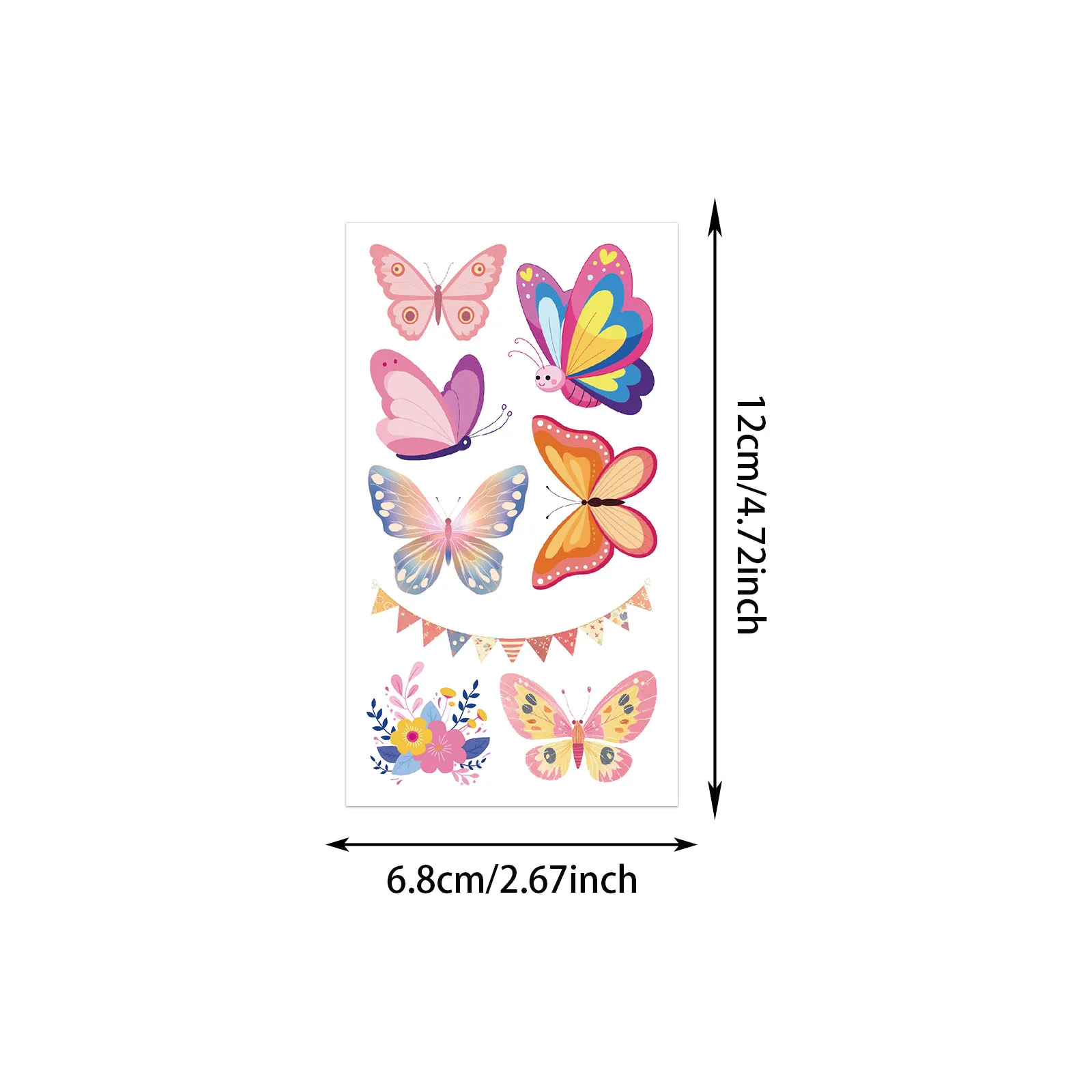 10PCS Sparkling Pink Butterfly Tattoo Sticks Exquisite Color Fake Tattoos Personalized Retro Tattoos Premium Sense Waterproof