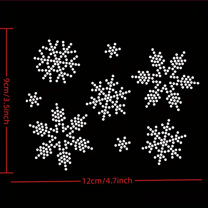 4 stk/partij Kerst Sneeuwvlok steentjes applique patches hot fix strass motief ontwerpen ijzer op transfers motief shirt trui