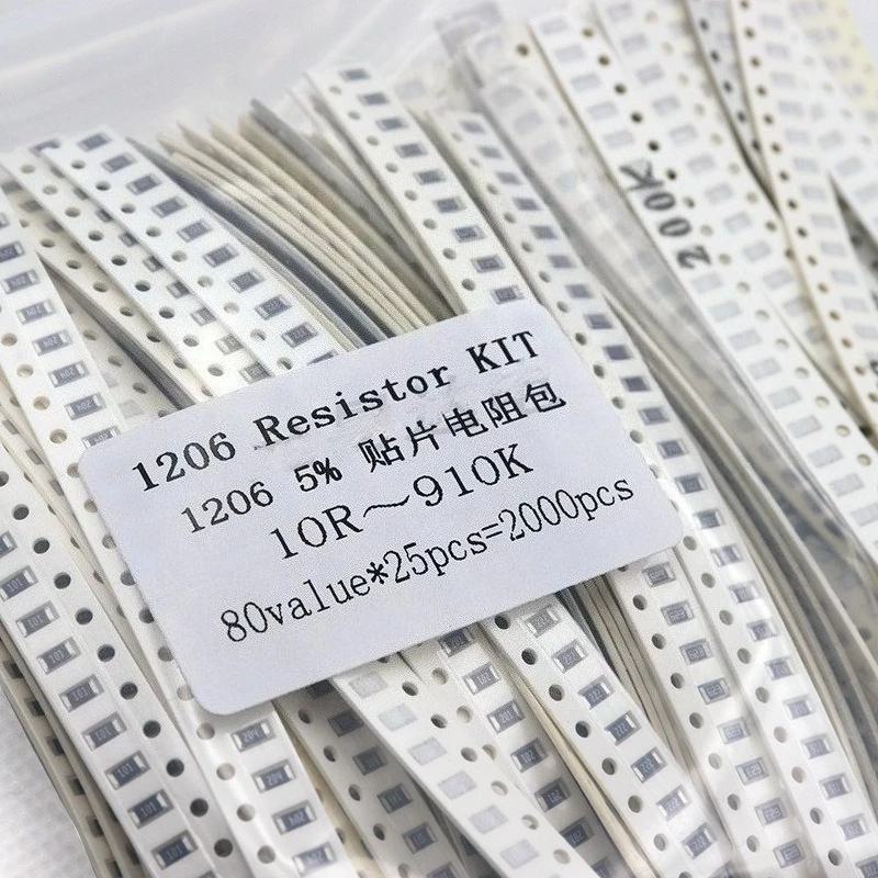 

2000PCS 1206 SMD Resistor Kit 80 Values 5% Tolerance Chip Resistor Assortment Set