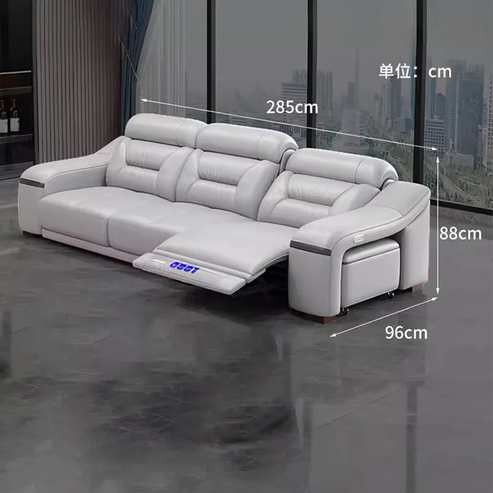 Linlamlim Genuine Leather Living Room Sofas Power Reclining Couch Electric Recliners With stools seating room, sofa reclinable