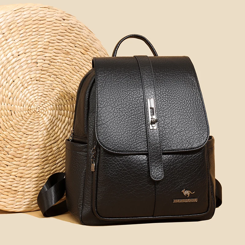 Women Large Capacity Backpack High Quality PU Leather Vintage Bags for Women School Bags Travel Rucksack Ladies Bookbag Knapsack