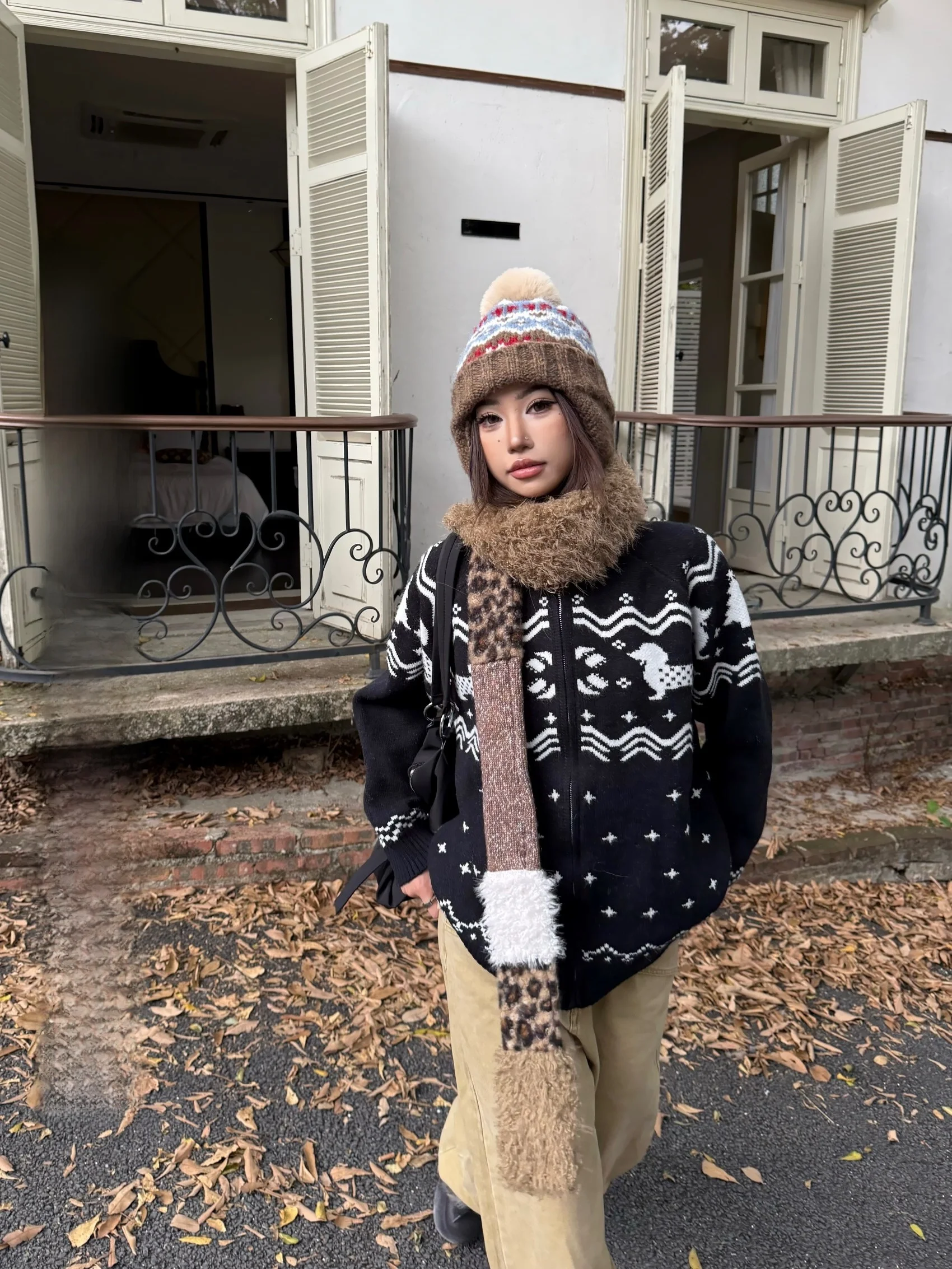 

Thiened Vintage Loose Zipper Knitted Sweater Warm Outerwear for Winter by Zhen Zhen Very Lazy Brand Dog Island Sle Cardigan