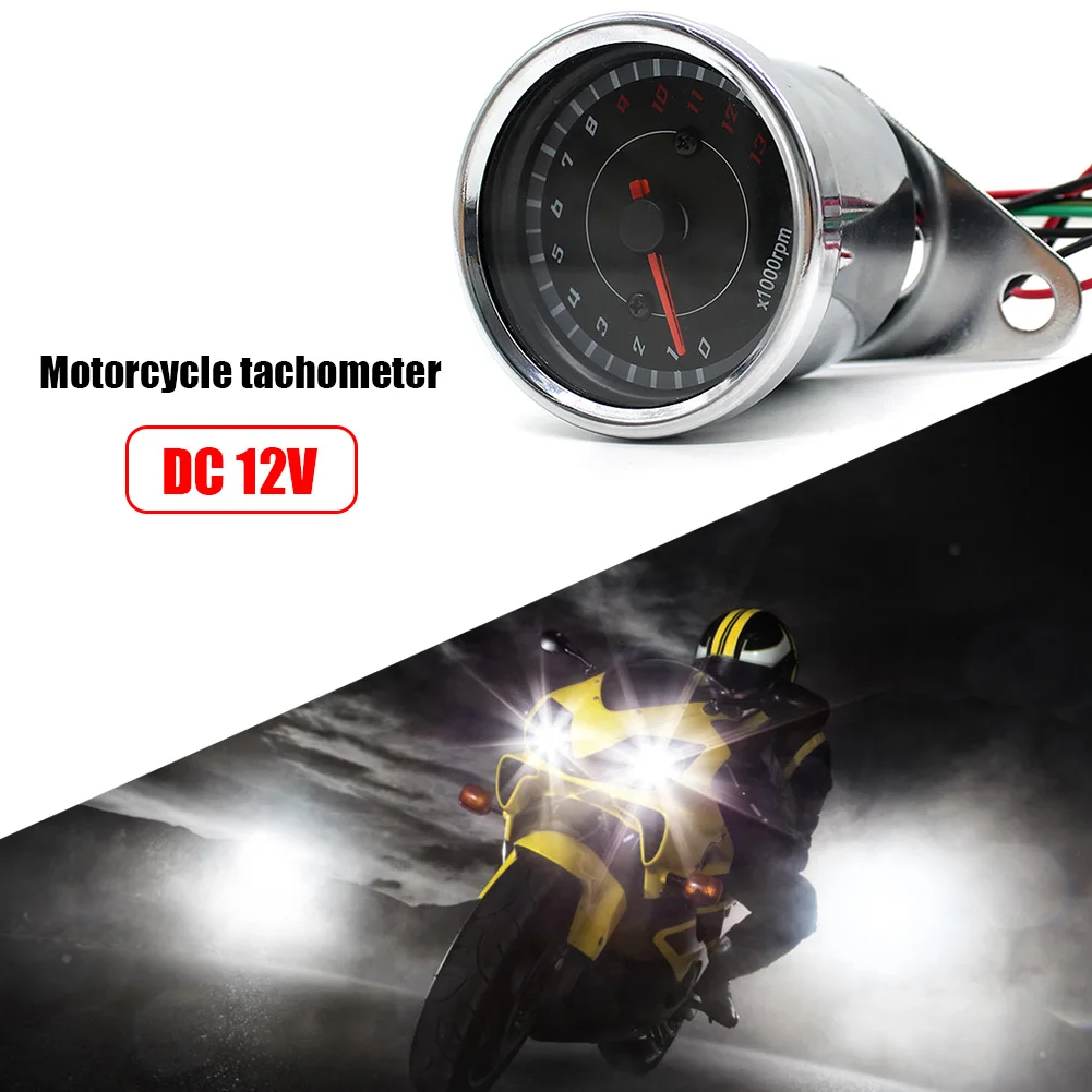 DC 12V Universal Motorcycle Tachometer Blue LED Backlight 1000RPM REV Counter Electronic Tach Meter Motorcycle Tacho Gauge