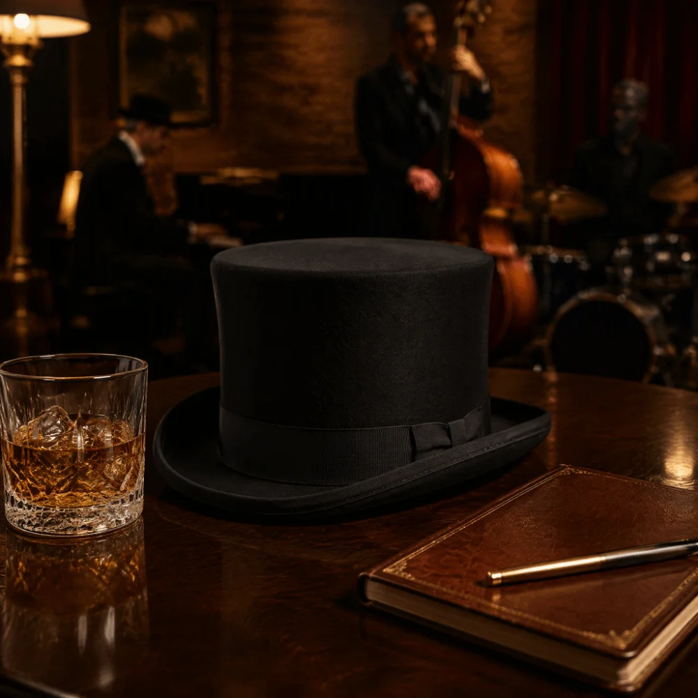 Classic Wool Material Top Hat Satin Lining Classic Design Wool Top Hat Gentleman Hat Party Wear