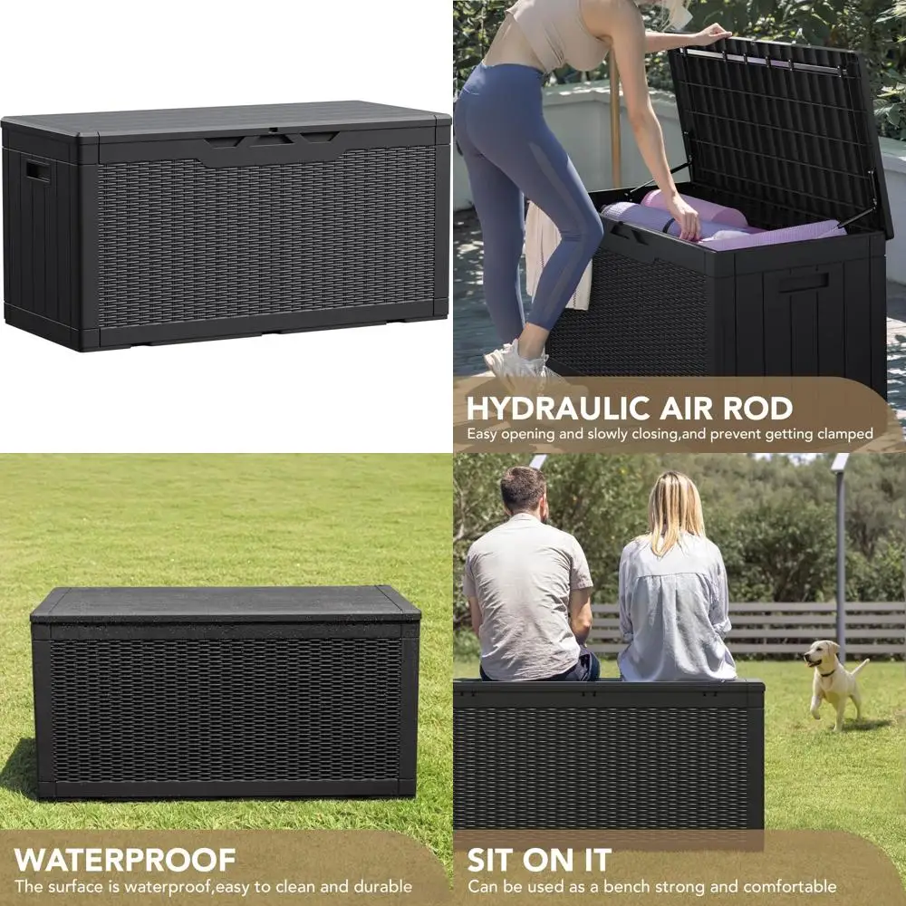 

Large Waterproof Deck Box 100 Gallon Capacity - Outdoor Patio Storage Container for Furniture Cushions and Garden Accessories