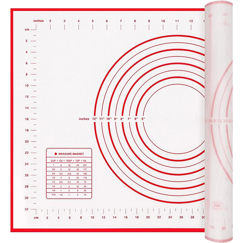 Large Silicone Pastry Non Stick Baking Mat with Measurement Fondant Mat Counter Mat Dough Rolling Mat Oven Liner Pie Crust Ma