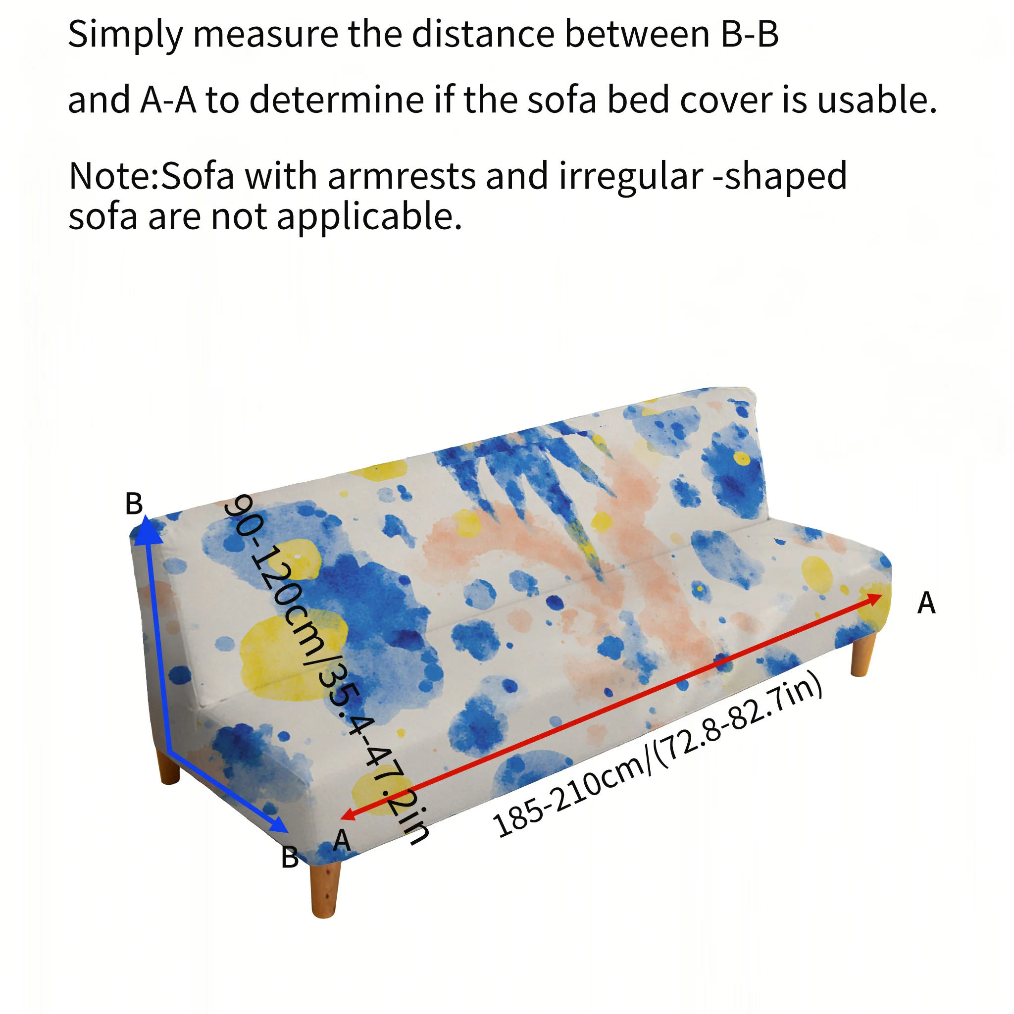 Armless stretch print sofa bed cover, living room home decoration, Morandi abstract watercolor pattern