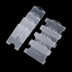 4pcs Unisex Multi-use Hard Plastic Double Sided ID Card Badge Holder Cover Case Office Supplies