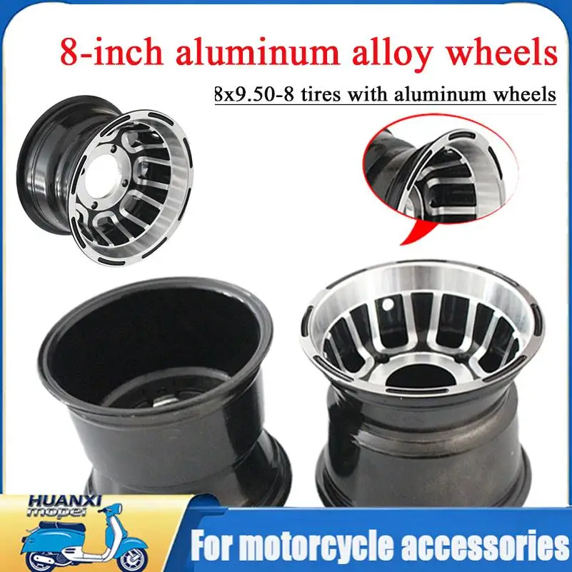 8 Inch Aluminum Alloy Front Rear Wheel Hub Lightweight Corrosion Resistant Rim Fit ATV Quad Bike Go Kart Beach Buggy Golf Cart Off Road Replacement Parts